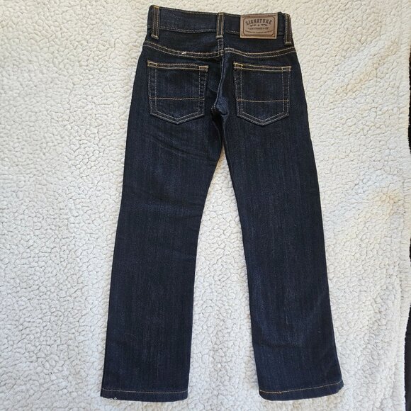 Levi Strauss Slim Straight Dark Wash Denim Jeans Youth 6 Reg Adjustable Waist - Picture 2 of 7
